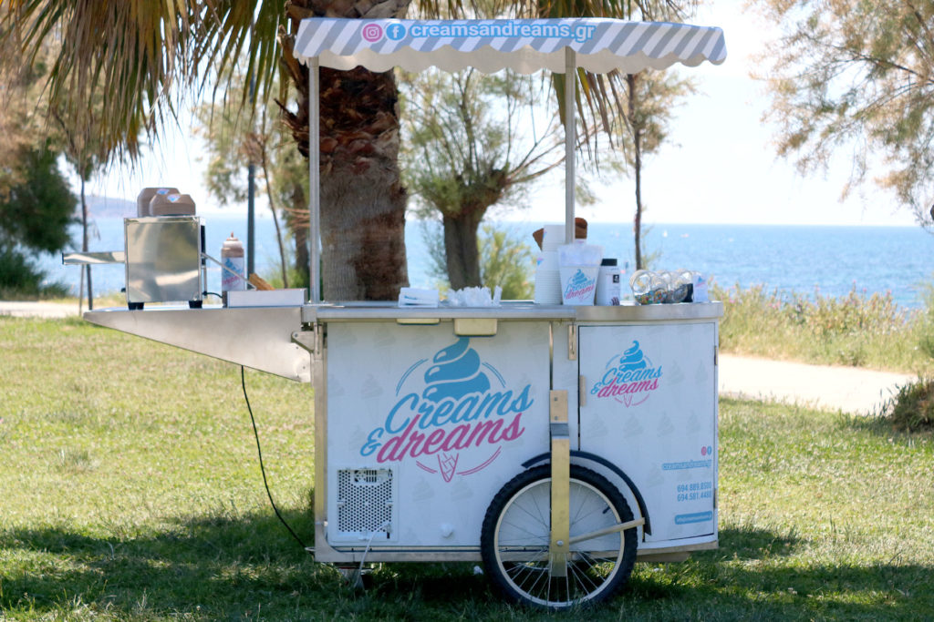 Creams and dreams καρότσι βαφλα παγωτο - ice cream cart